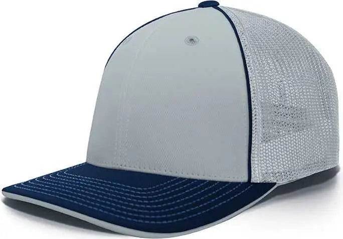 Pacific Headwear 404f Trucker Flexfit Cap - Silver Navy