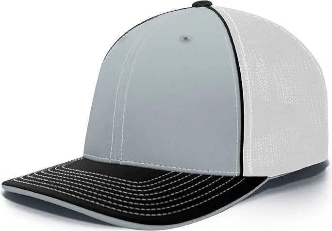 Pacific Headwear 404f Trucker Flexfit Cap - Silver White Black