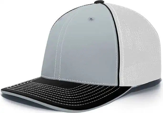 Pacific Headwear 404f Trucker Flexfit Cap - Silver White Black - Light Gary / 6 1/2’’ 7’’