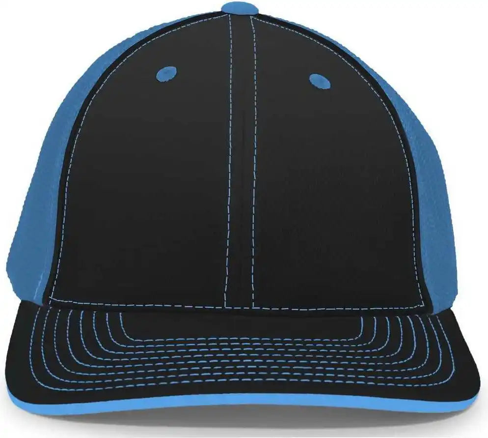 Pacific Headwear 404m Trucker Flexfit Cap - Black Neon Blue - 6 1/2’’ - 7’’