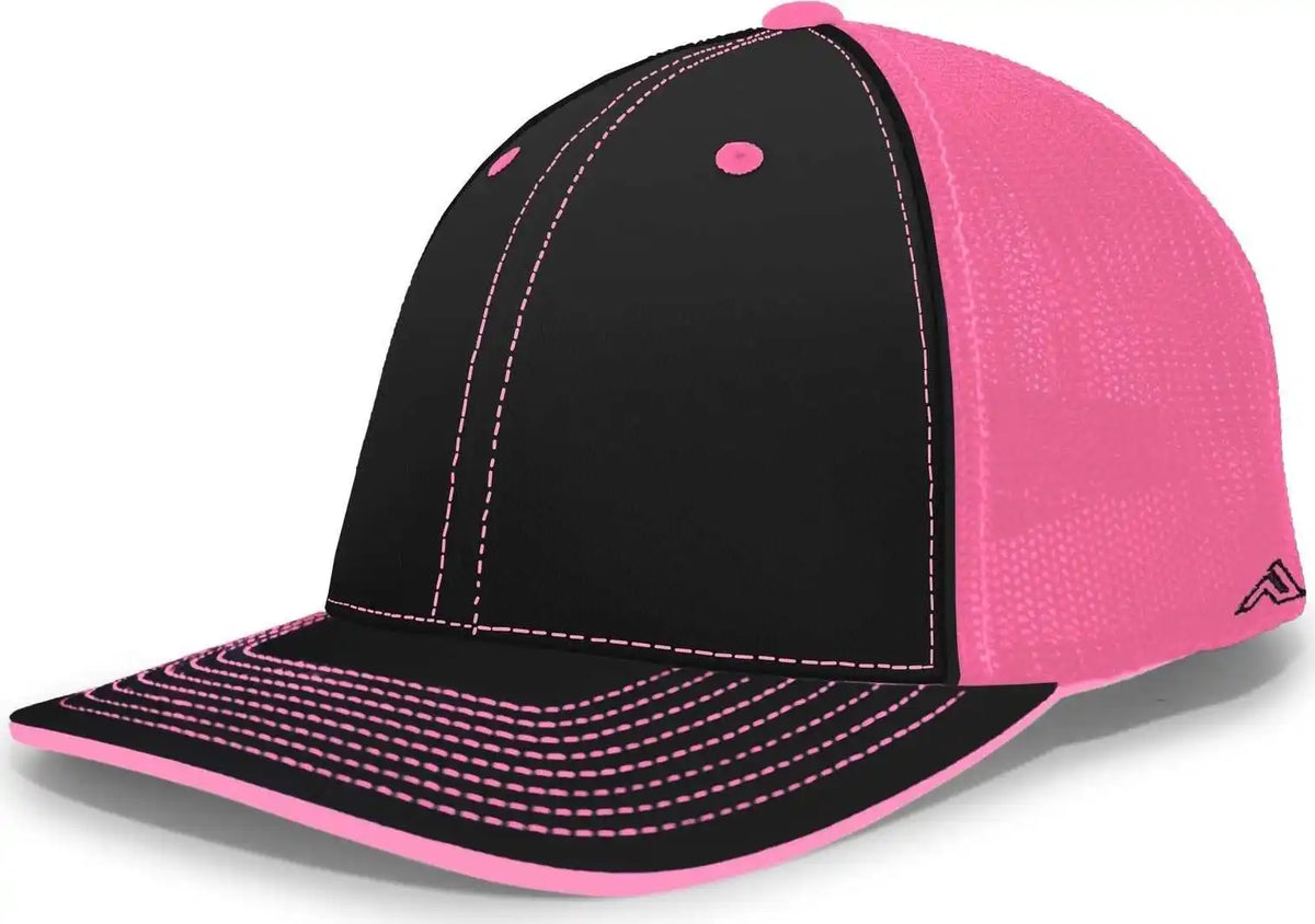 Pacific Headwear 404m Trucker Flexfit Cap Black Pink / 6 1/2’’ 7’’
