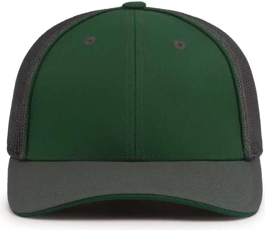 Pacific Headwear 404m Trucker Flexfit Cap - Dark Green Graphite - Forest Gray / 6 1/2’’ - 7’’