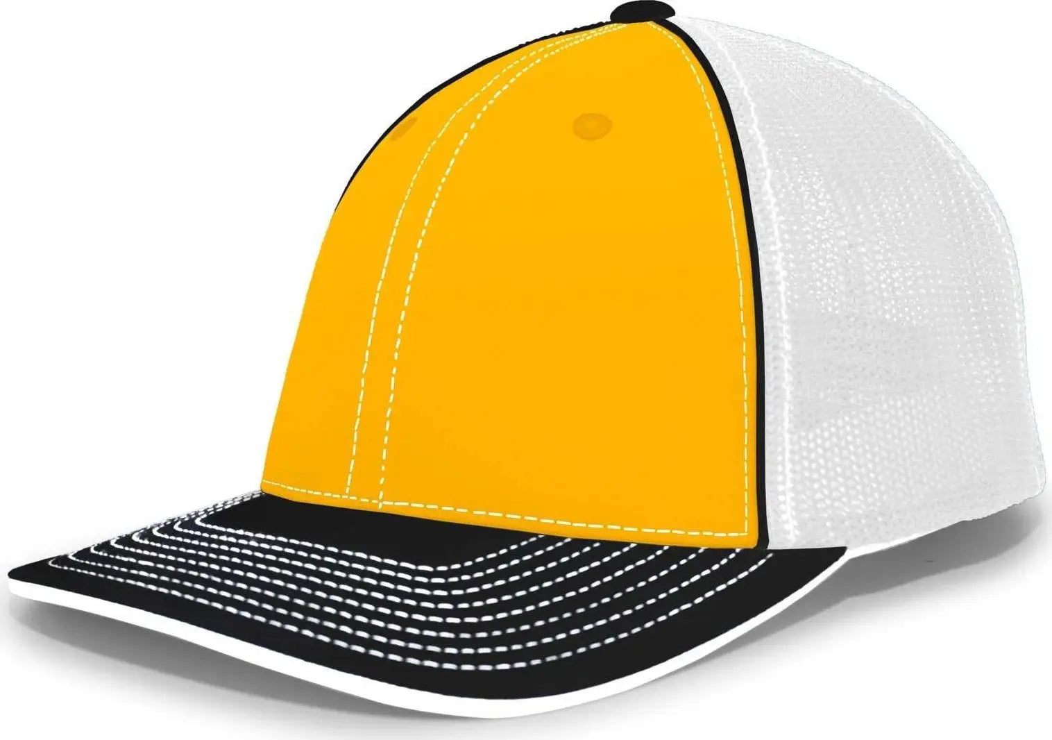 Pacific Headwear 404m Trucker Flexfit Cap - Gold Black