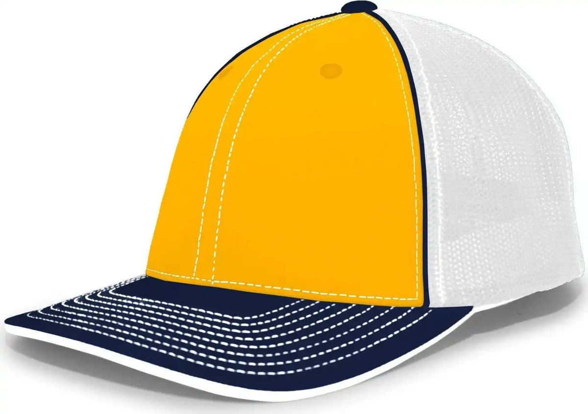Pacific Headwear 404m Trucker Flexfit Cap Gold Navy / 6 1/2’’ 7’’