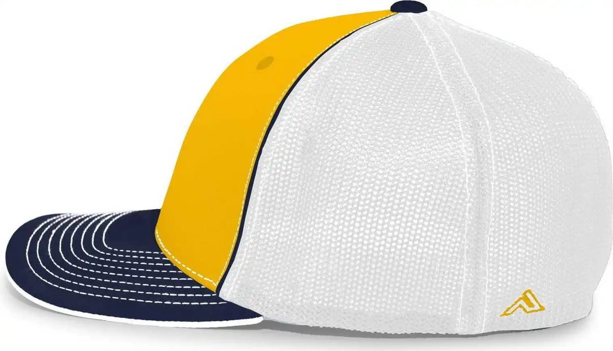 Pacific Headwear 404m Trucker Flexfit Cap Gold Navy