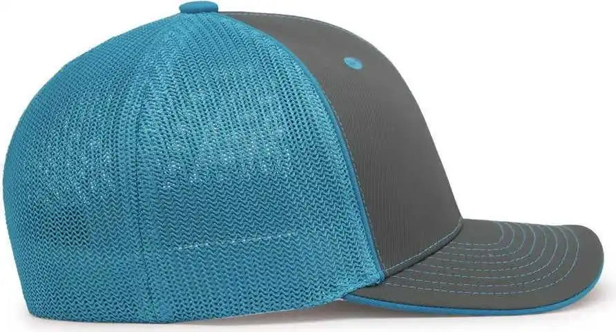 Pacific Headwear 404m Trucker Flexfit Cap - Graphite Neon Blue