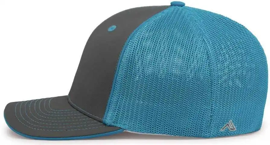 Pacific Headwear 404m Trucker Flexfit Cap - Graphite Neon Blue