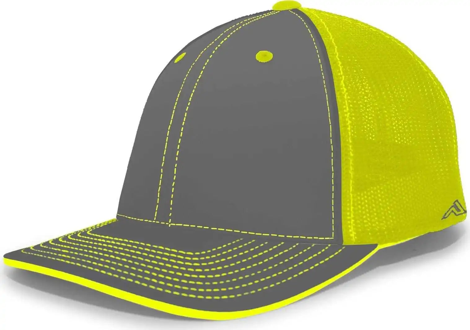 Pacific Headwear 404m Trucker Flexfit Cap - Graphite Neon Yellow - Dark Gray / 6 1/2’’ - 7’’