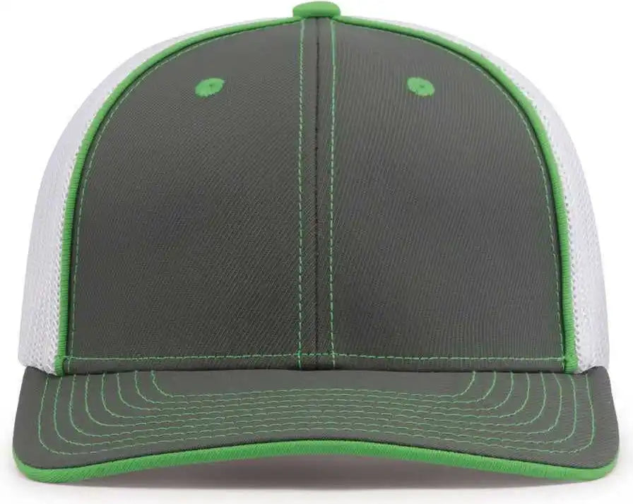 Pacific Headwear 404m Trucker Flexfit Cap - Graphite White Neon Green