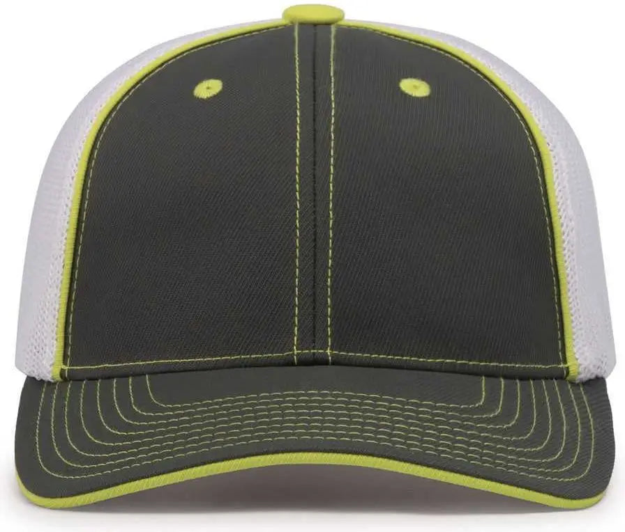 Pacific Headwear 404m Trucker Flexfit Cap - Graphite White Neon Yellow