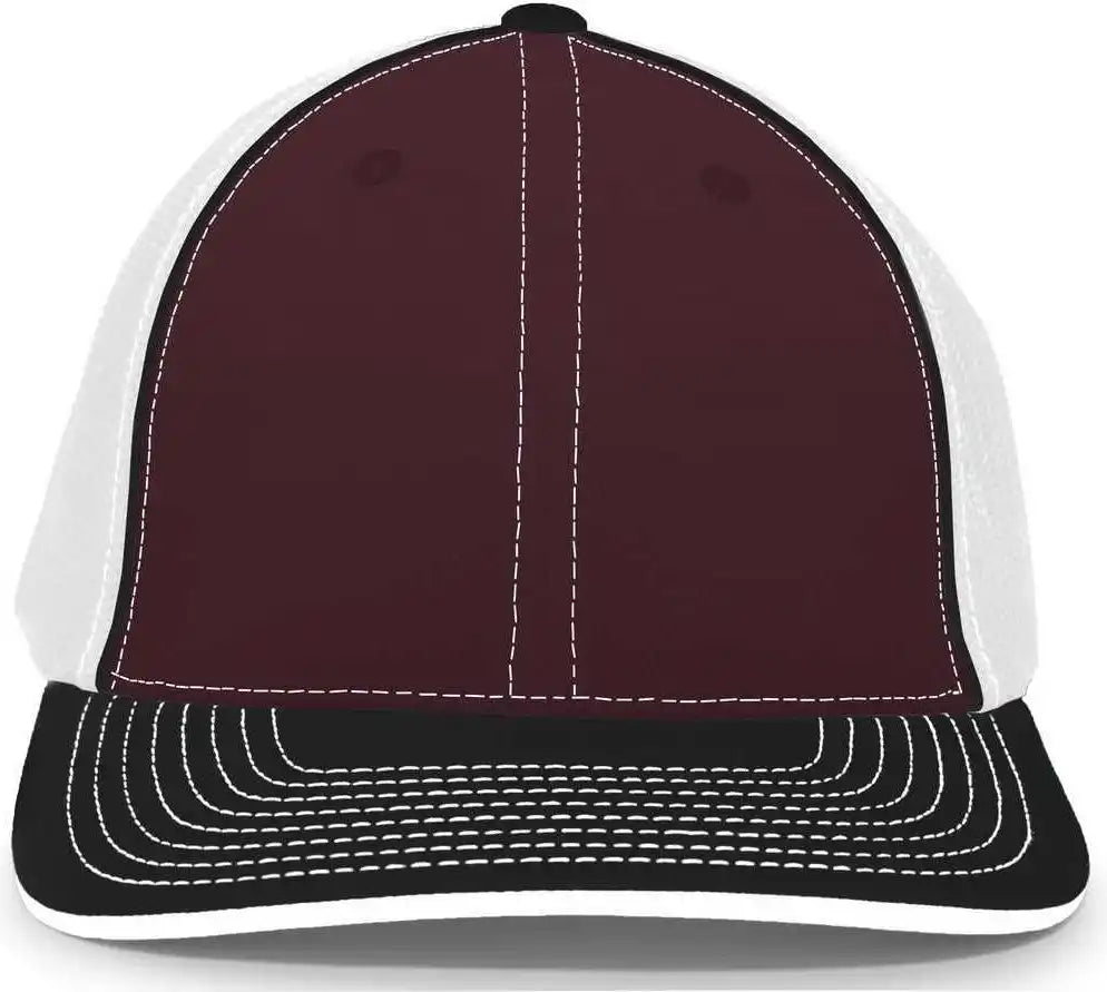 Pacific Headwear 404m Trucker Flexfit Cap - Maroon Black