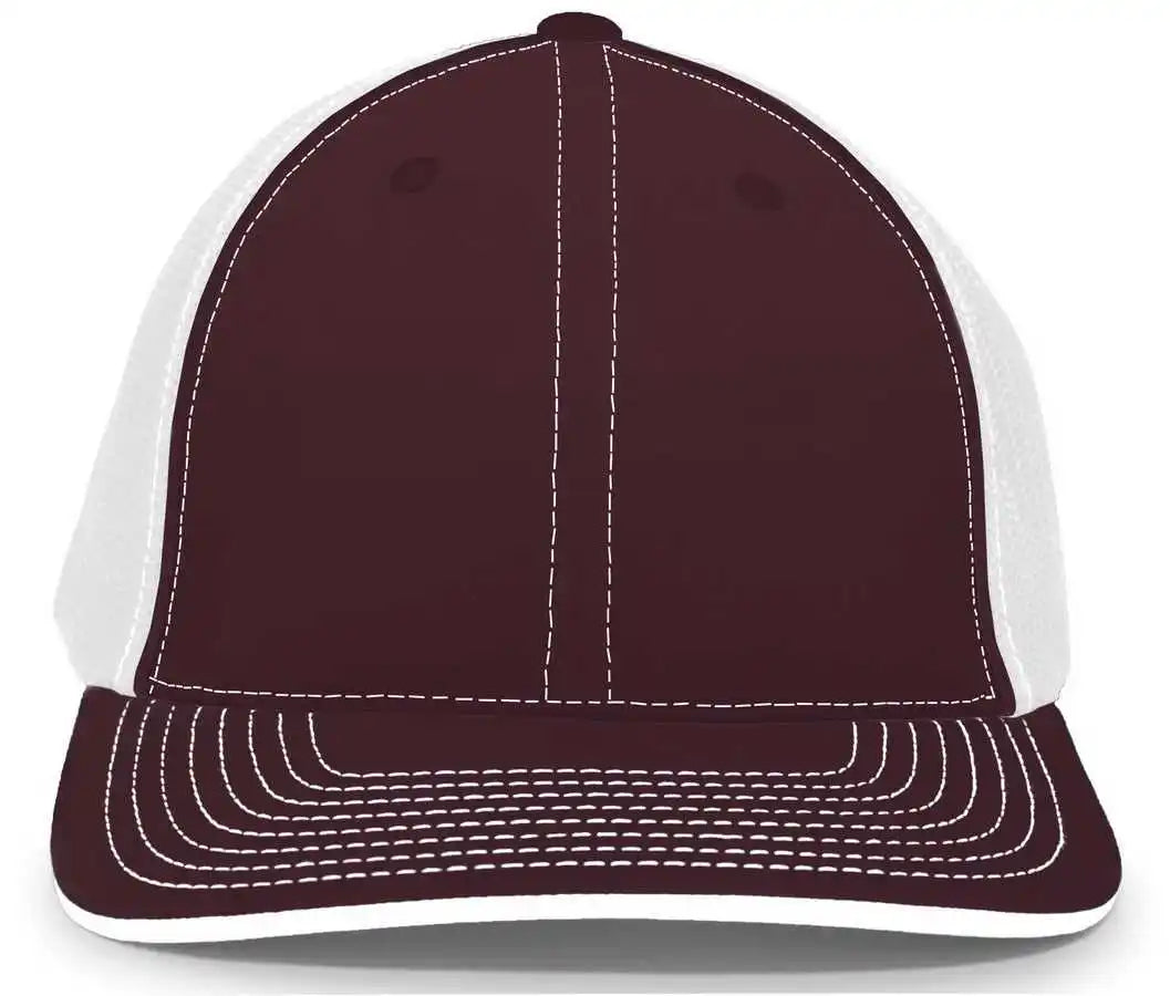 Pacific Headwear 404m Trucker Flexfit Cap - Maroon White