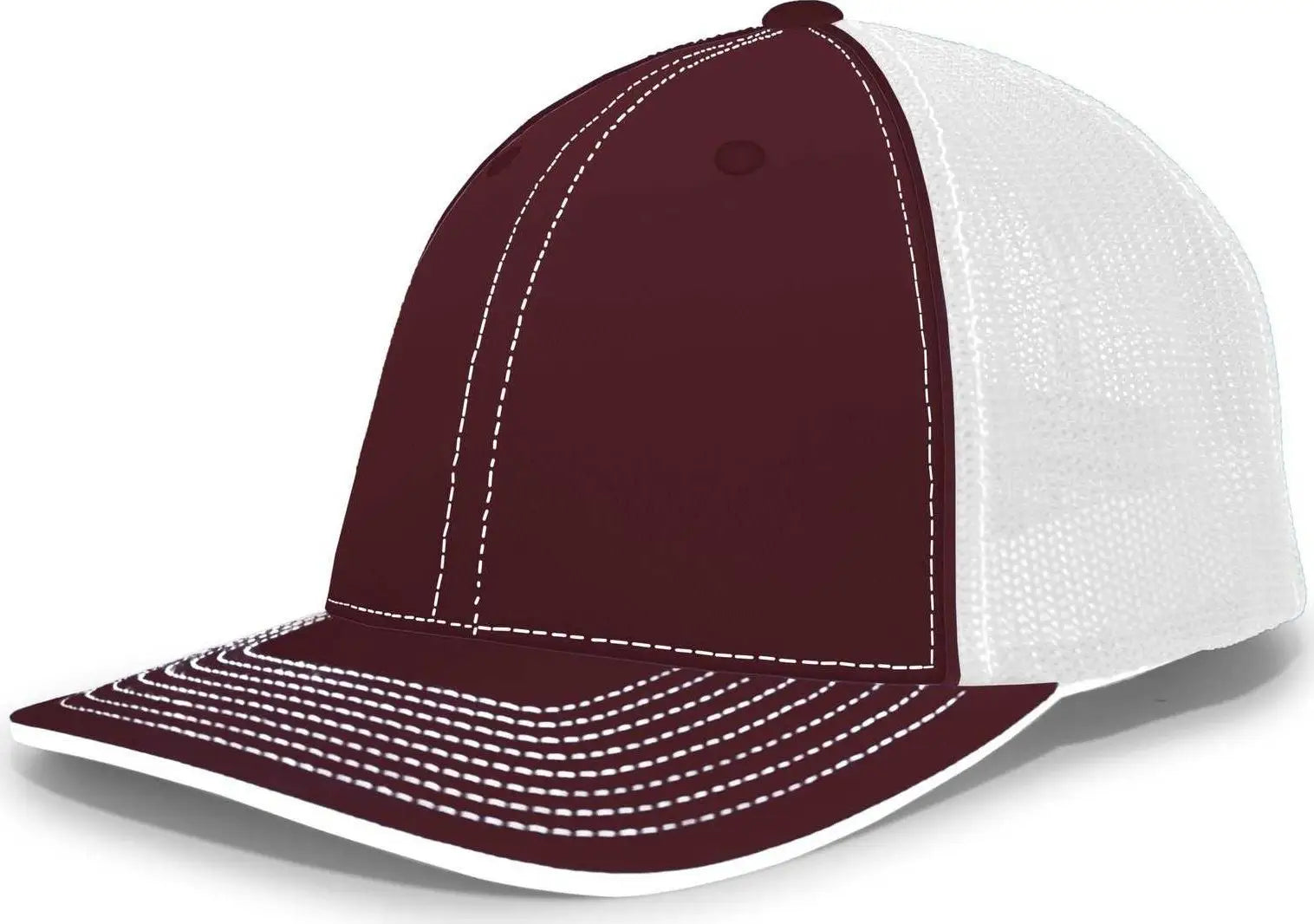 Pacific Headwear 404m Trucker Flexfit Cap - Maroon White
