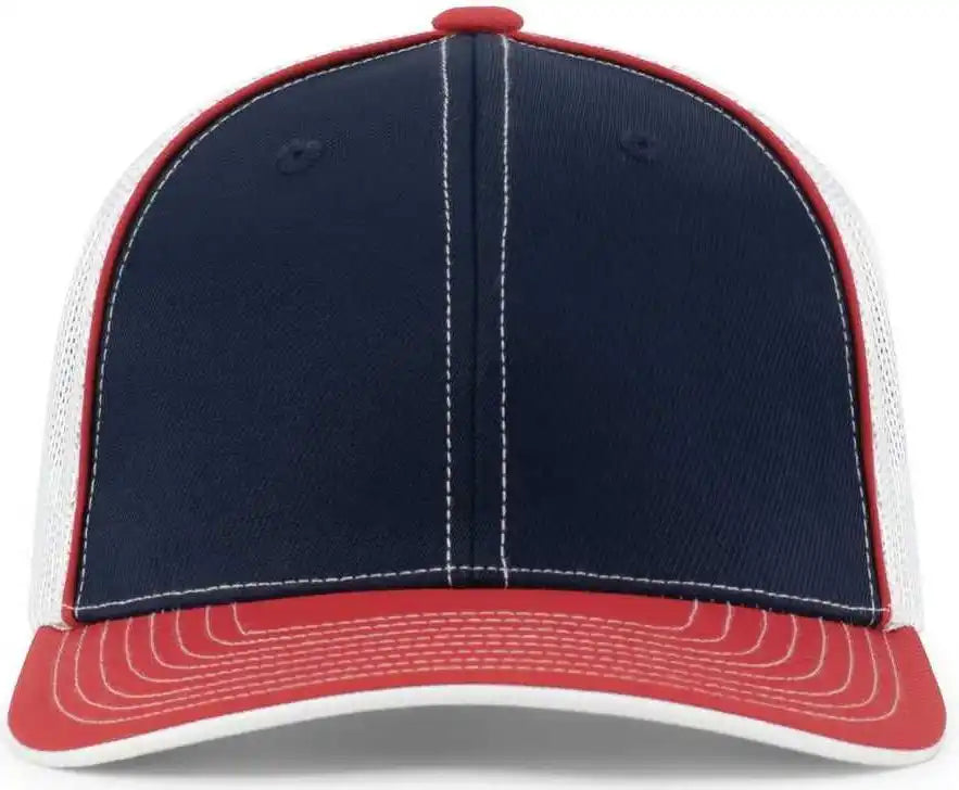 Pacific Headwear 404m Trucker Flexfit Cap - Navy Red