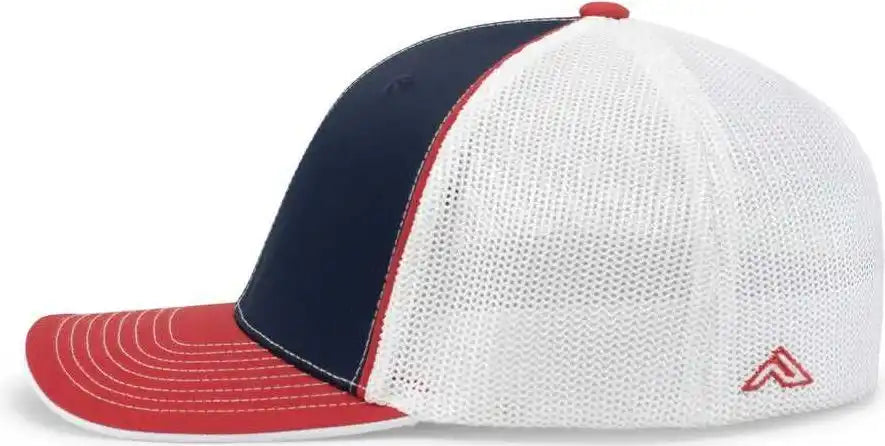 Pacific Headwear 404m Trucker Flexfit Cap - Navy Red