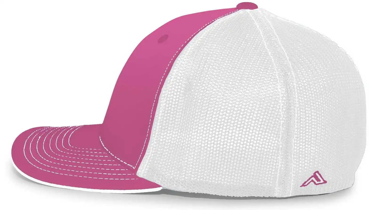Pacific Headwear 404m Trucker Flexfit Cap Pink White