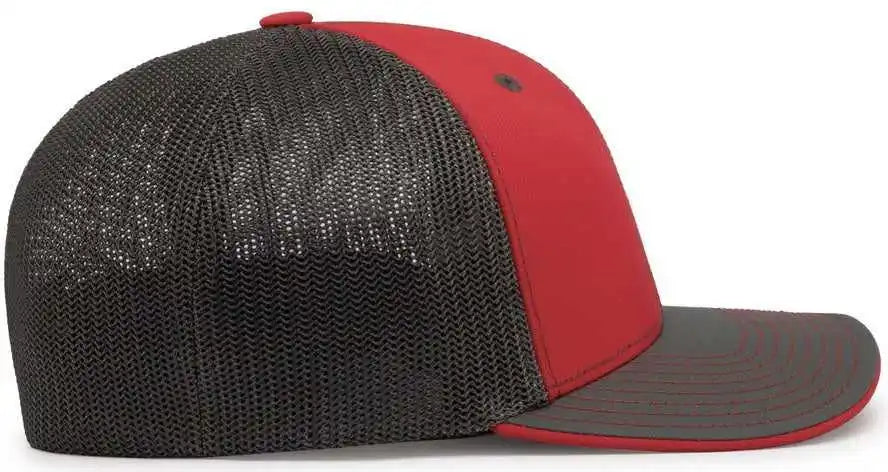 Pacific Headwear 404m Trucker Flexfit Cap - Red Graphite