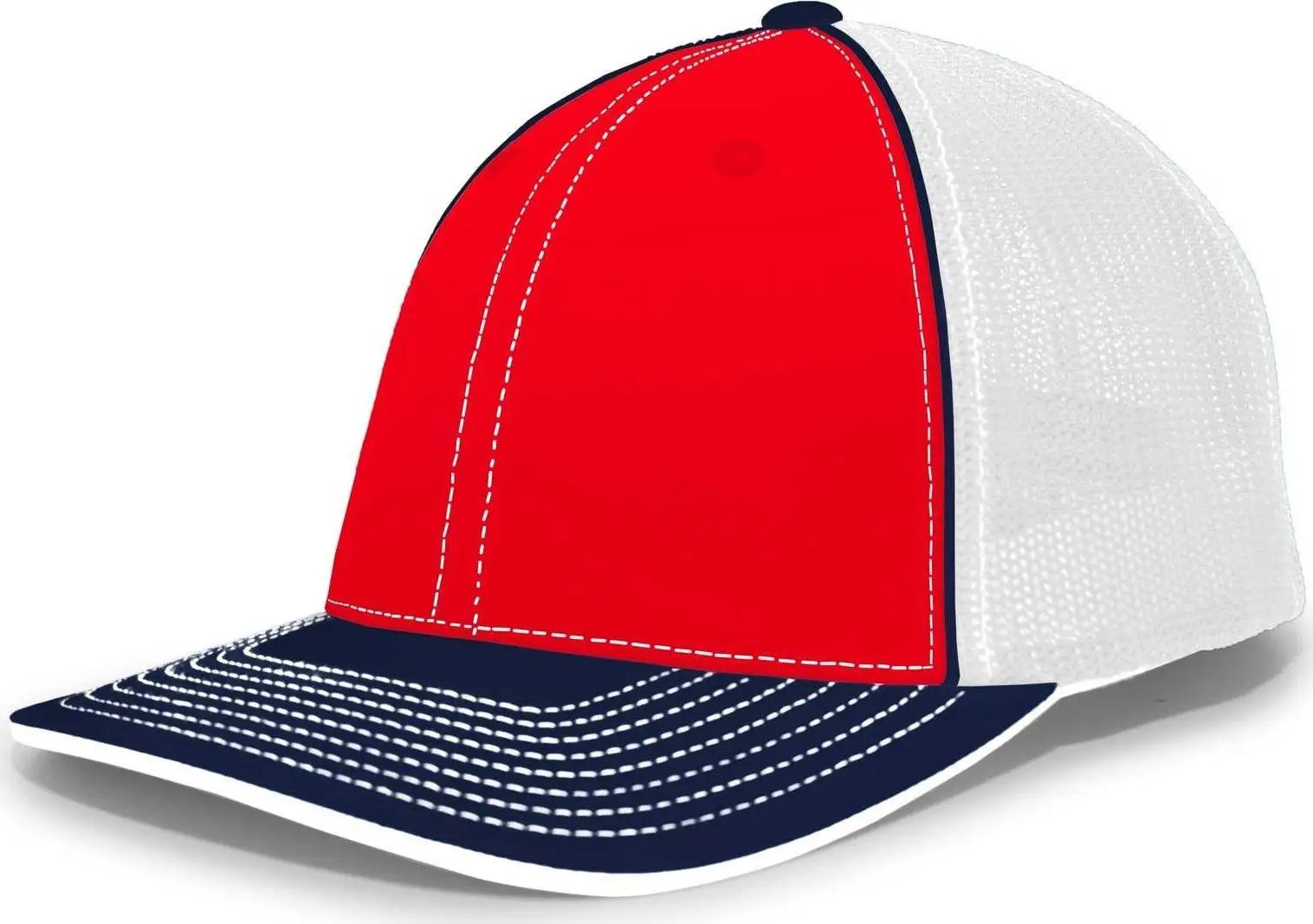 Pacific Headwear 404m Trucker Flexfit Cap - Red Navy