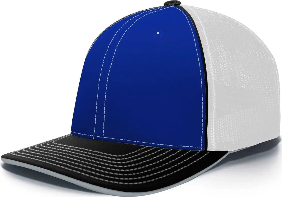 Pacific Headwear 404m Trucker Flexfit Cap Royal White Black / 6 3/8’’ 7/8’’