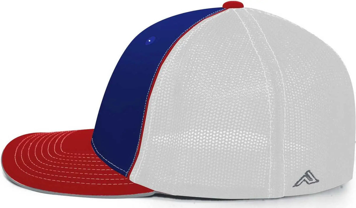 Pacific Headwear 404m Trucker Flexfit Cap - Royal White Red