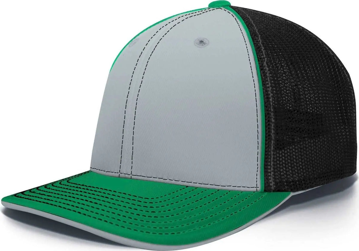 Pacific Headwear 404m Trucker Flexfit Cap - Silver Black Kelly