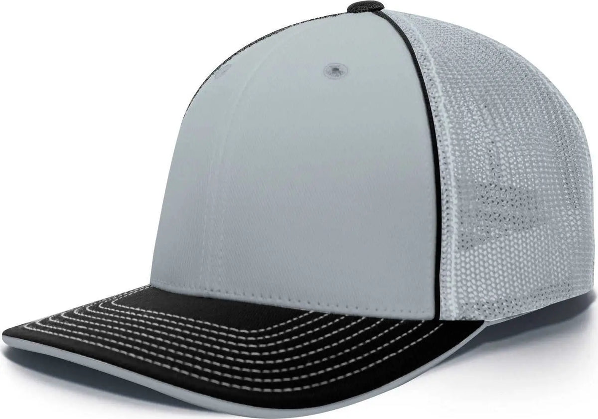 Pacific Headwear 404m Trucker Flexfit Cap - Silver Black - Light Gray / 6 3/8’’ - 7/8’’