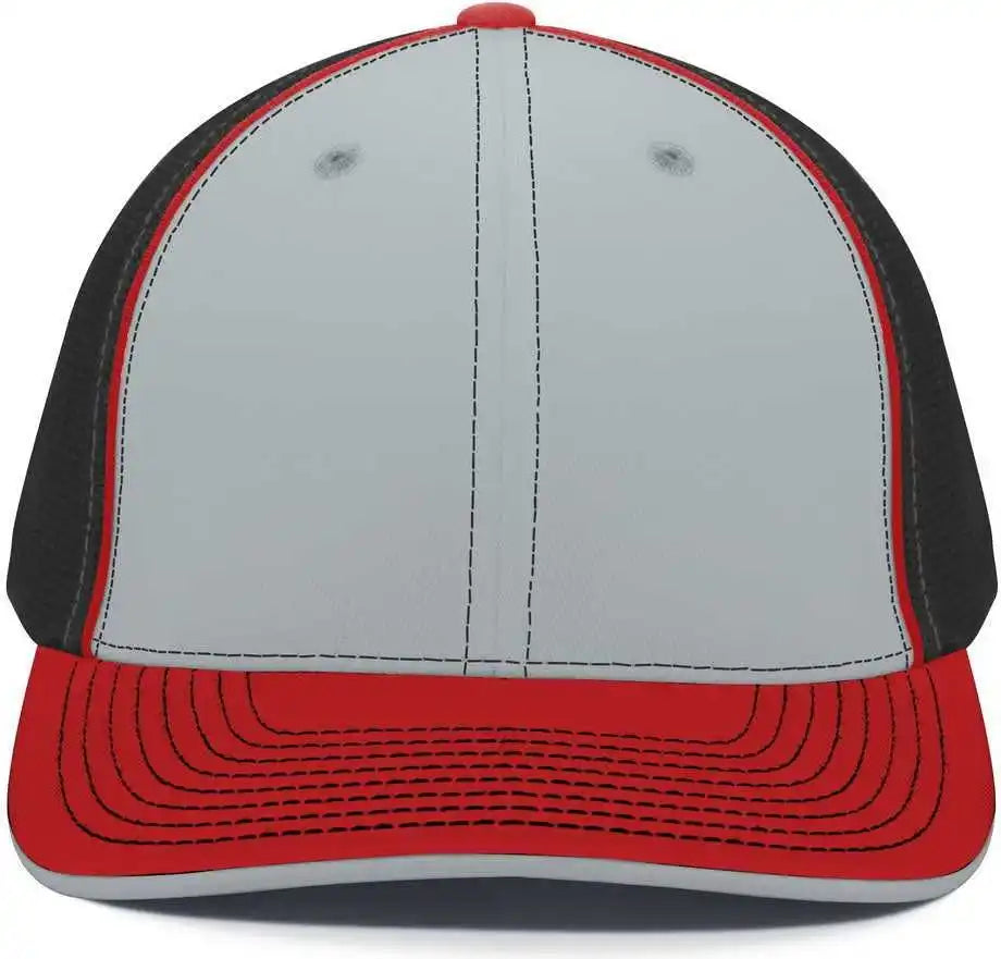 Pacific Headwear 404m Trucker Flexfit Cap Silver Black Red