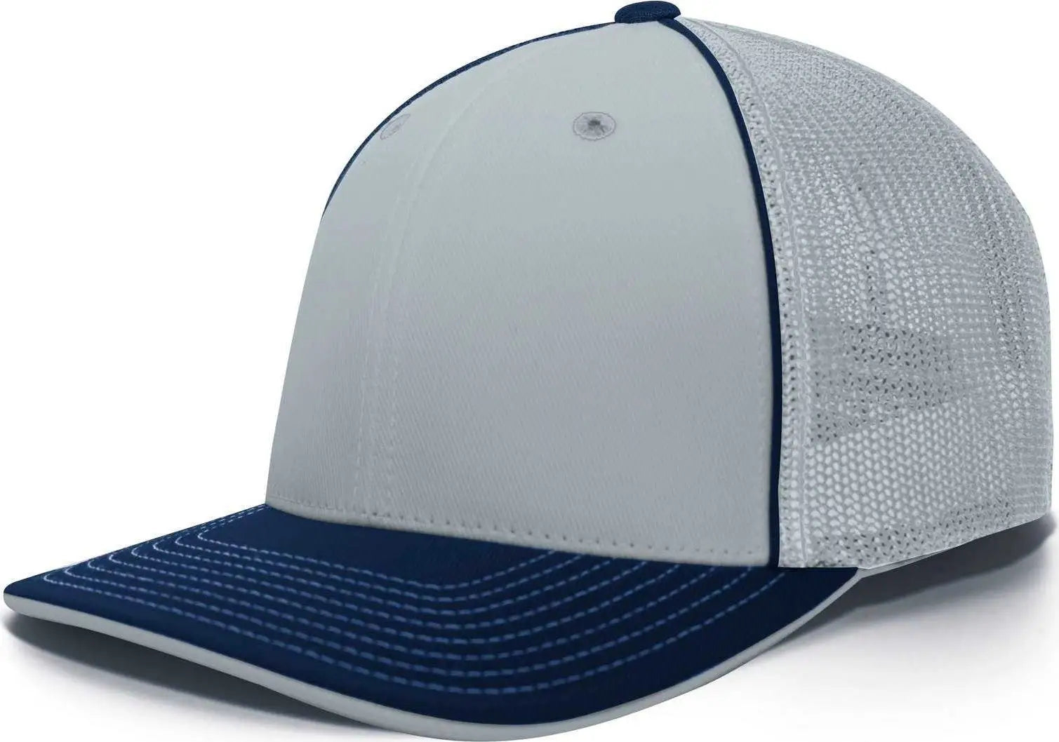 Pacific Headwear 404m Trucker Flexfit Cap - Silver Navy - Light Gray / 6 3/8’’ - 7/8’’