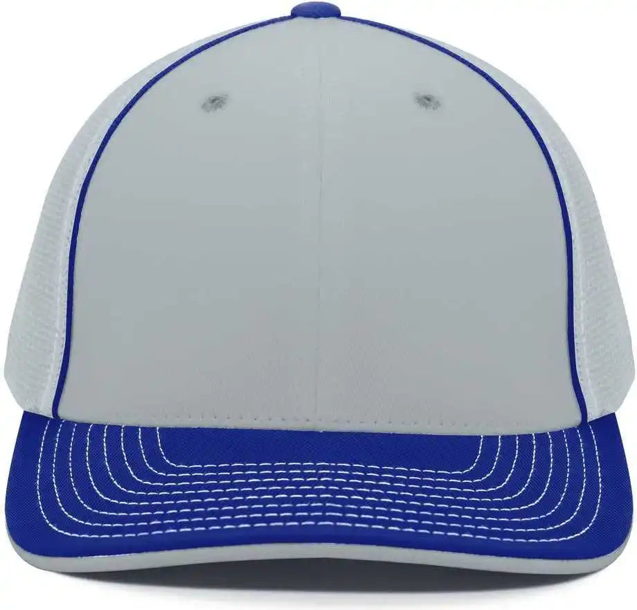 Pacific Headwear 404m Trucker Flexfit Cap - Silver Royal - Light Gray / 6 3/8’’ - 7/8’’