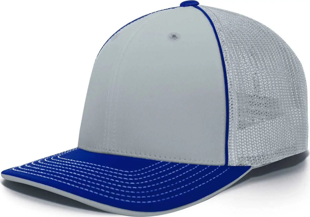 Pacific Headwear 404m Trucker Flexfit Cap - Silver Royal - Light Gray / 6 3/8’’ - 7/8’’