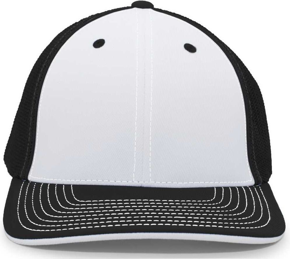 Pacific Headwear 404m Trucker Flexfit Cap - White Black - 6 1/2’’ - 7’’