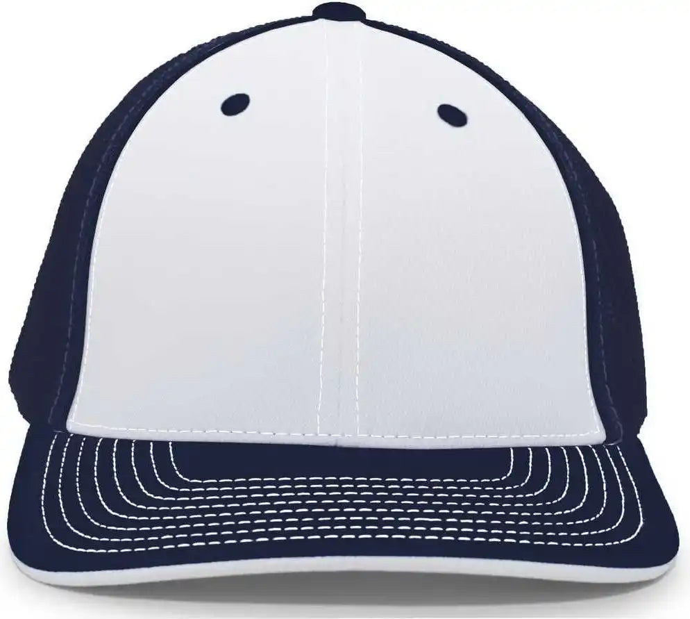 Pacific Headwear 404m Trucker Flexfit Cap - White Navy - 6 1/2’’ - 7’’