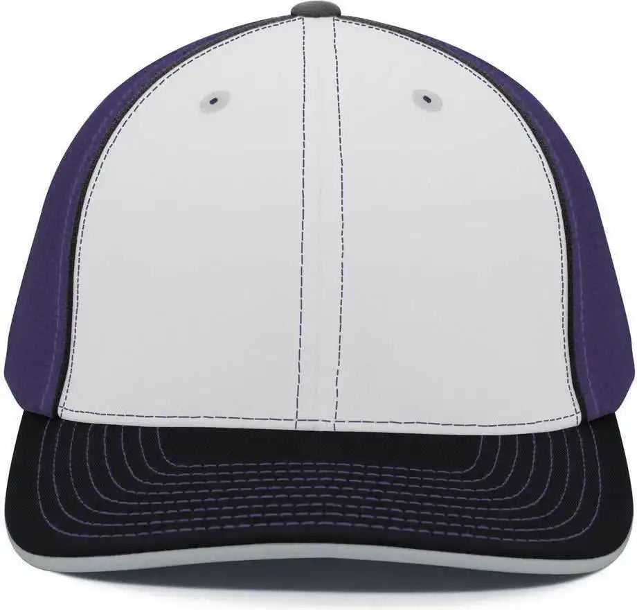 Pacific Headwear 404m Trucker Flexfit Cap - White Purple Black - 6 3/8’’ - 7/8’’