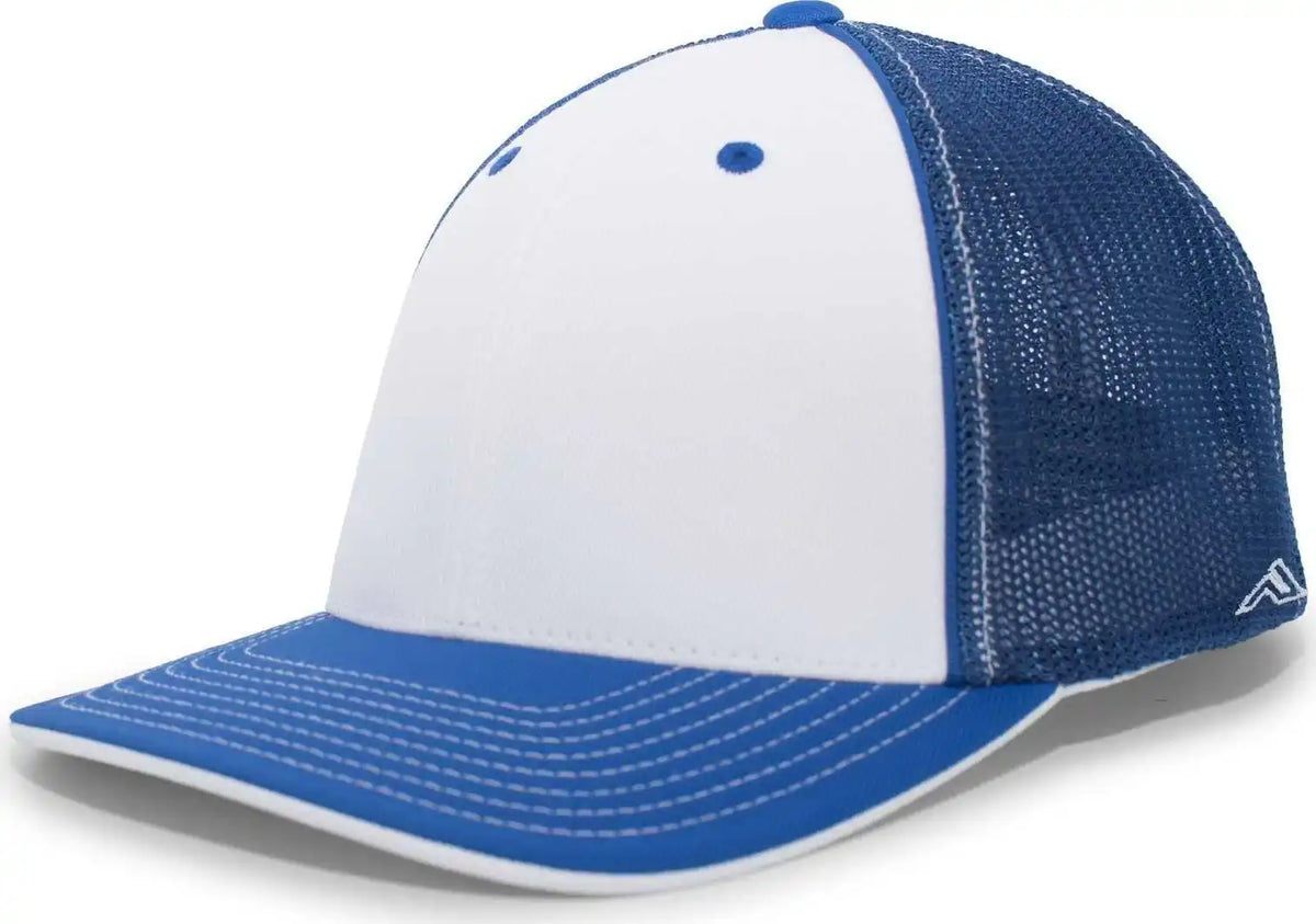 Pacific Headwear 404m Trucker Flexfit Cap White Royal / 6 1/2’’ 7’’