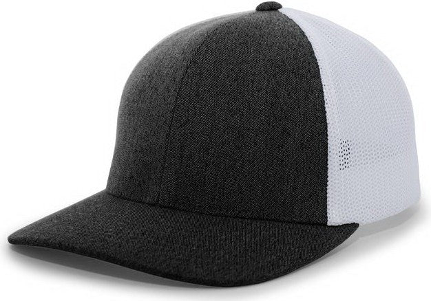 Pacific Headwear 405 Heather Flexfit Trucker Cap - Black White - 6 1/2’’ - 7’’