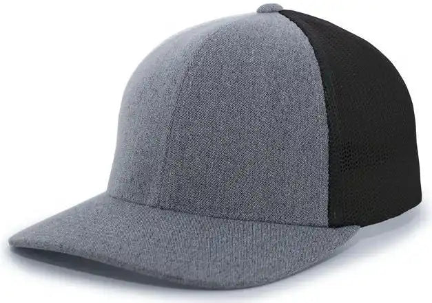 Pacific Headwear 405 Heather Flexfit Trucker Cap - Gray Black