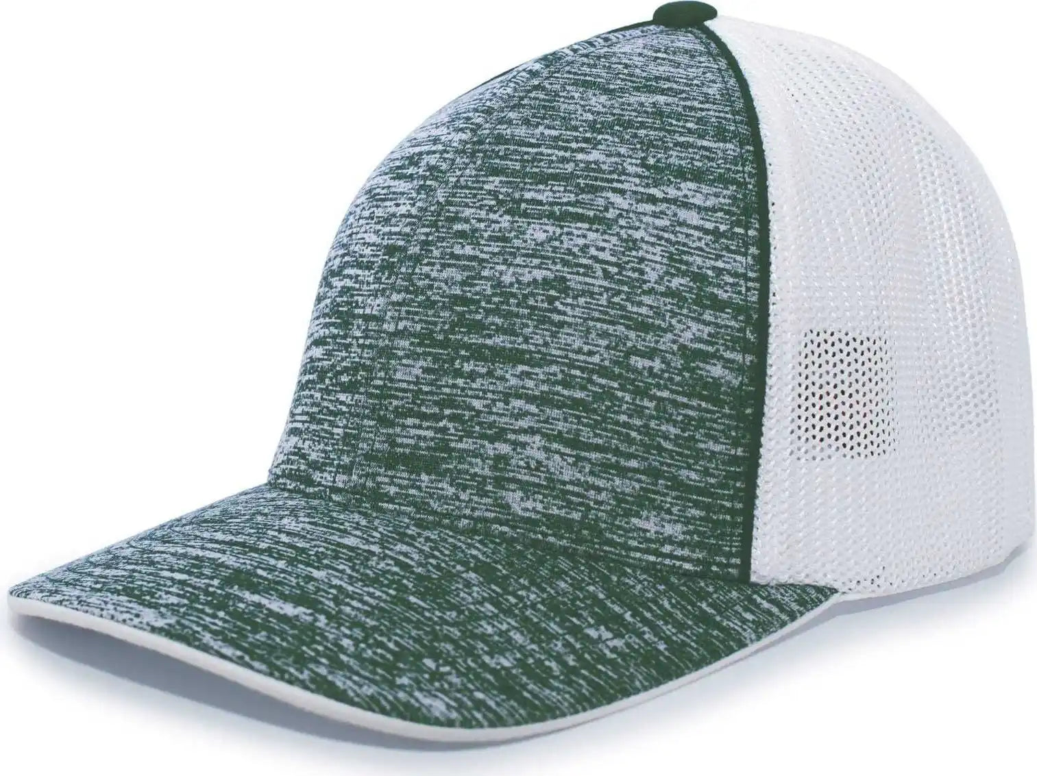 Pacific Headwear 406f Aggressive Heather Trucker Flexfit Cap - Dark Green White - Forest / 6 3/8’’ - 7/8’’