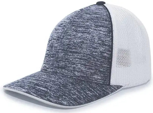 Pacific Headwear 406f Aggressive Heather Trucker Flexfit Cap Navy White