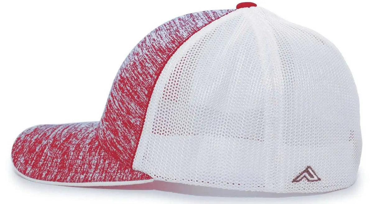 Pacific Headwear 406f Aggressive Heather Trucker Flexfit Cap - Red White