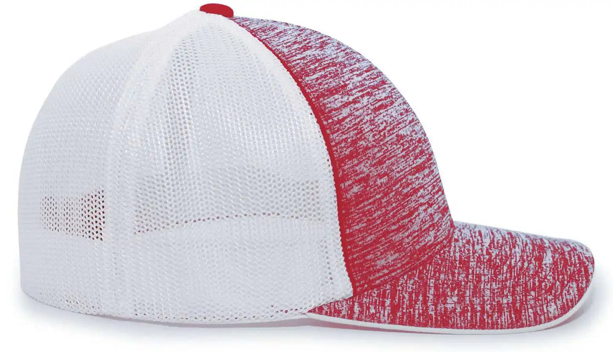 Pacific Headwear 406f Aggressive Heather Trucker Flexfit Cap - Red White