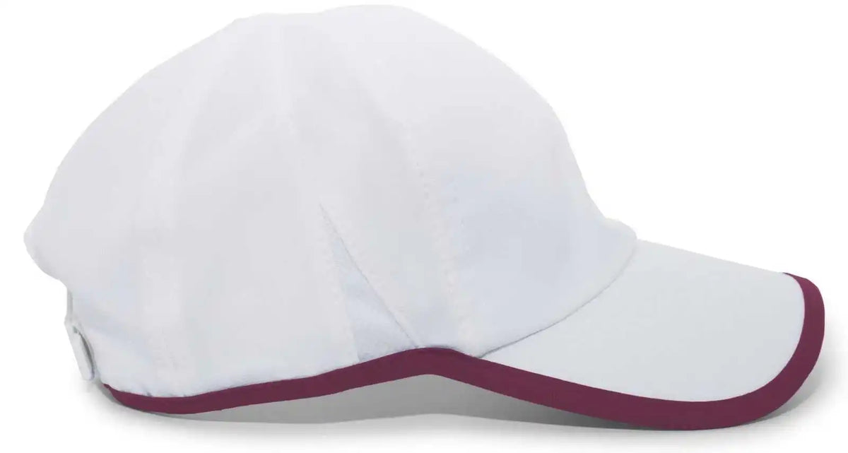 Pacific Headwear 410l Active Cap Hook-and-loop - White Maroon - 7’’ - 7 7/8’’