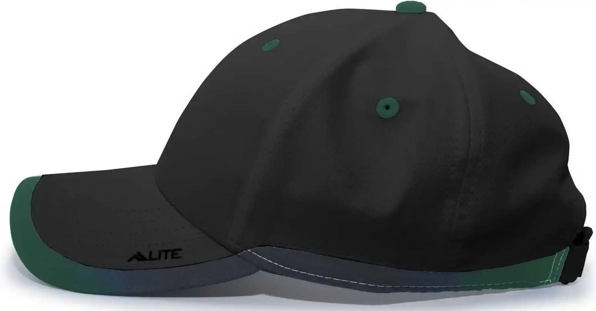 Pacific Headwear 416l Lite Series Hook-and-loop Adjustable Cap - Black Dark Green - 7’’ - 7 7/8’’