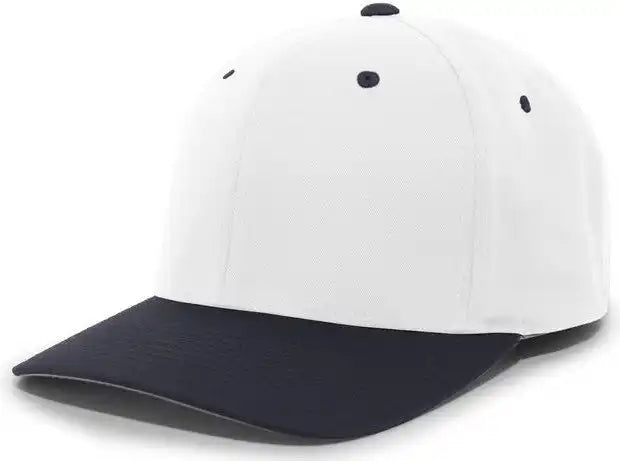 Pacific Headwear 430c Cotton-poly Flexfit Cap - White Navy - 6 1/2’’ - 7’’