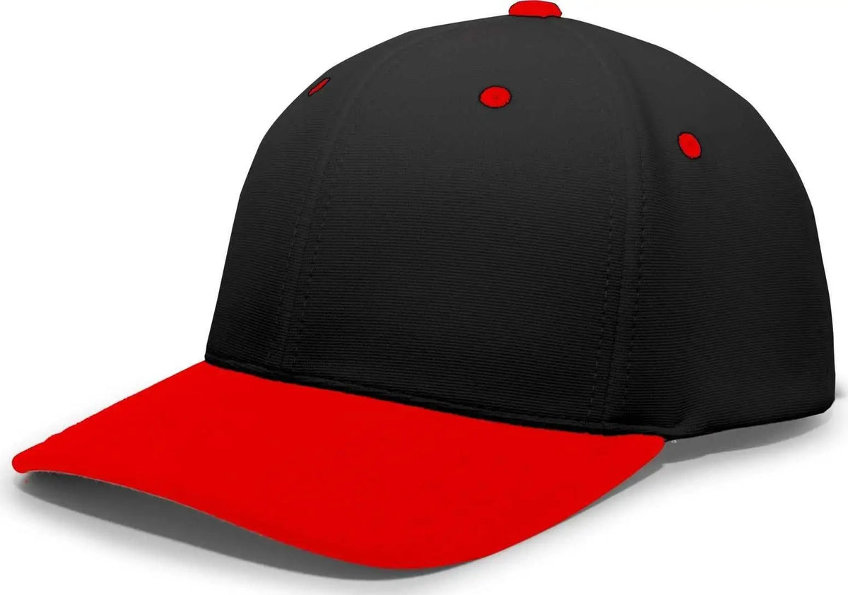 Pacific Headwear 498f M2 Performance Flexfit Cap - Black Red - 6 1/2’’ - 7’’