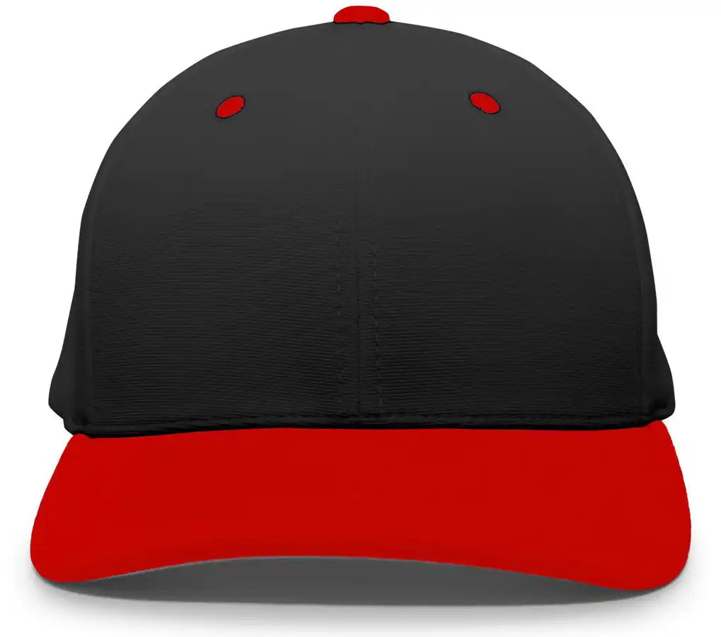 Pacific Headwear 498f M2 Performance Flexfit Cap - Black Red - 6 1/2’’ - 7’’