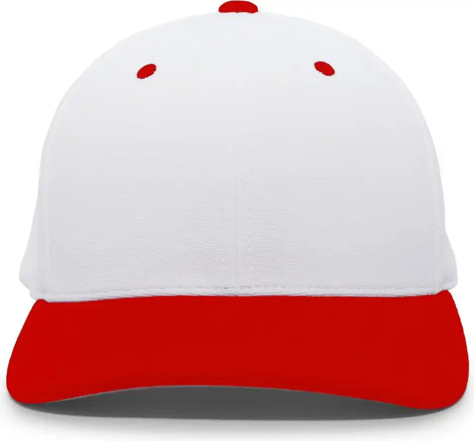 Pacific Headwear 498f M2 Performance Flexfit Cap - White Red - 6 1/2’’ - 7’’
