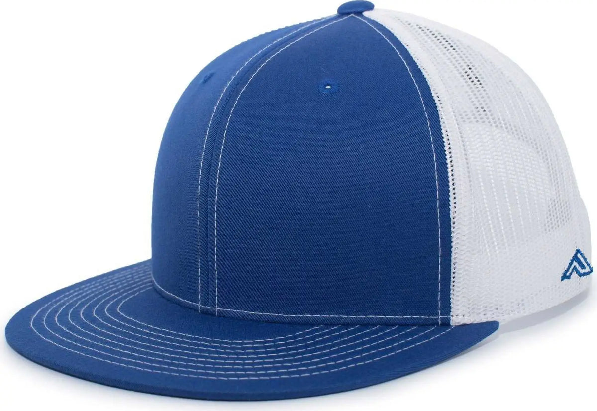 Pacific Headwear 4d3 Trucker D-series Snapback Cap - Royal White