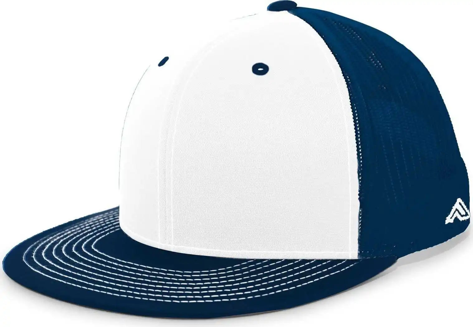 Pacific Headwear 4d3 Trucker D-series Snapback Cap - White Navy - 7’’ - 7 7/8’’
