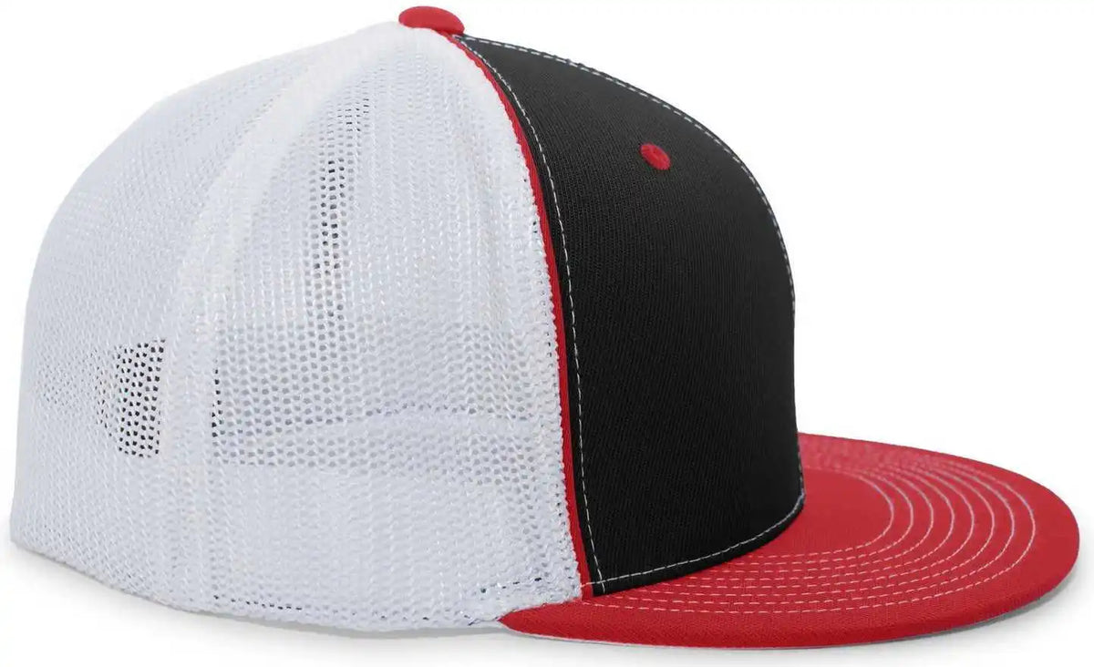 Pacific Headwear 4d5 d Series Trucker Flexfit Cap Black Red