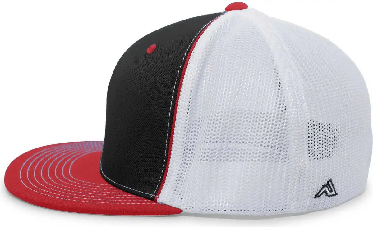 Pacific Headwear 4d5 d Series Trucker Flexfit Cap Black Red